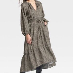 A New Day tired leopard midi dress